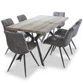 Allen 1.8m Dining Table with 6 Addison Light Grey Chairs