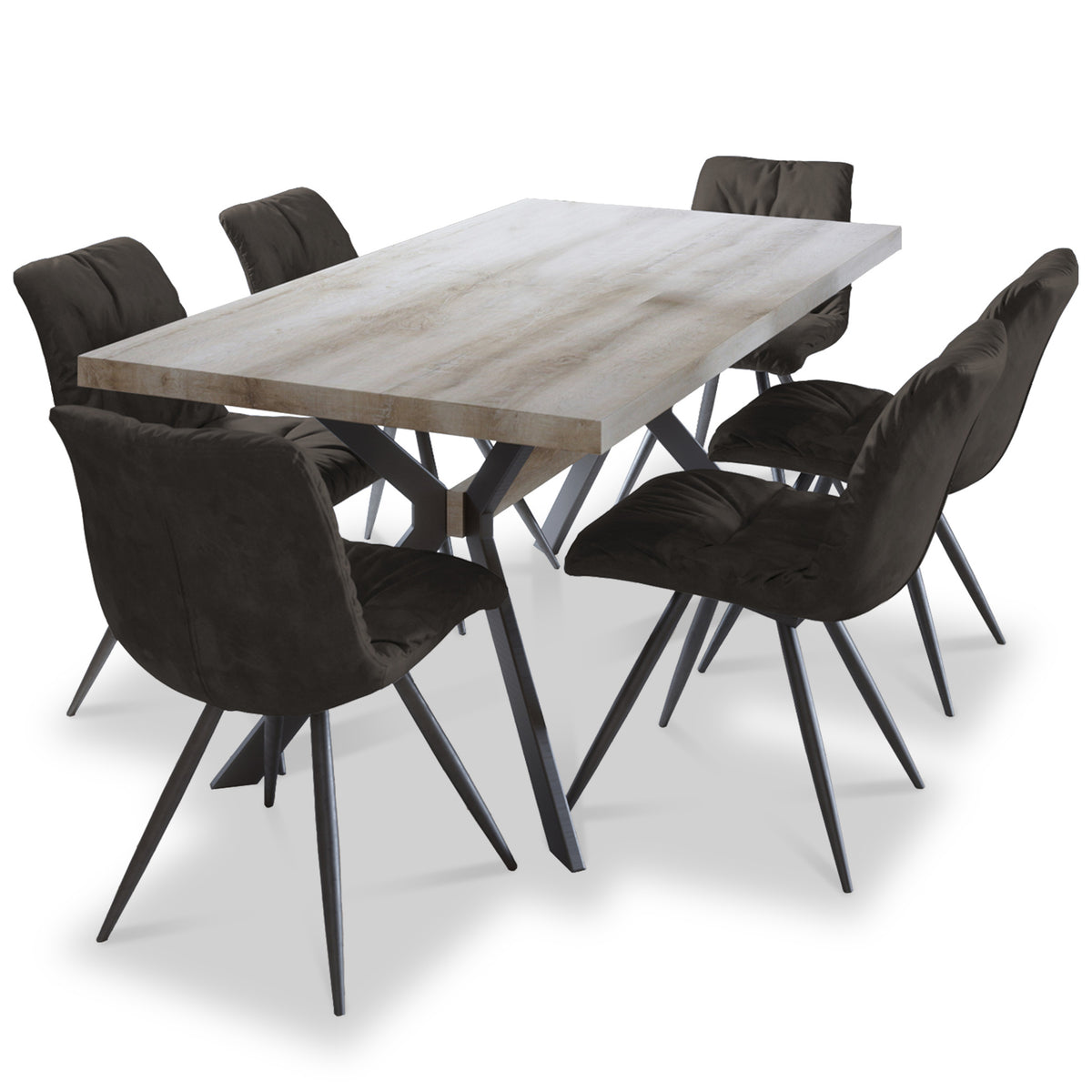 Allen 1.8m Dining Table with 6 Addison Dark Brown Chairs