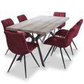 Allen 1.8m Dining Table with 6 Addison Red Chairs