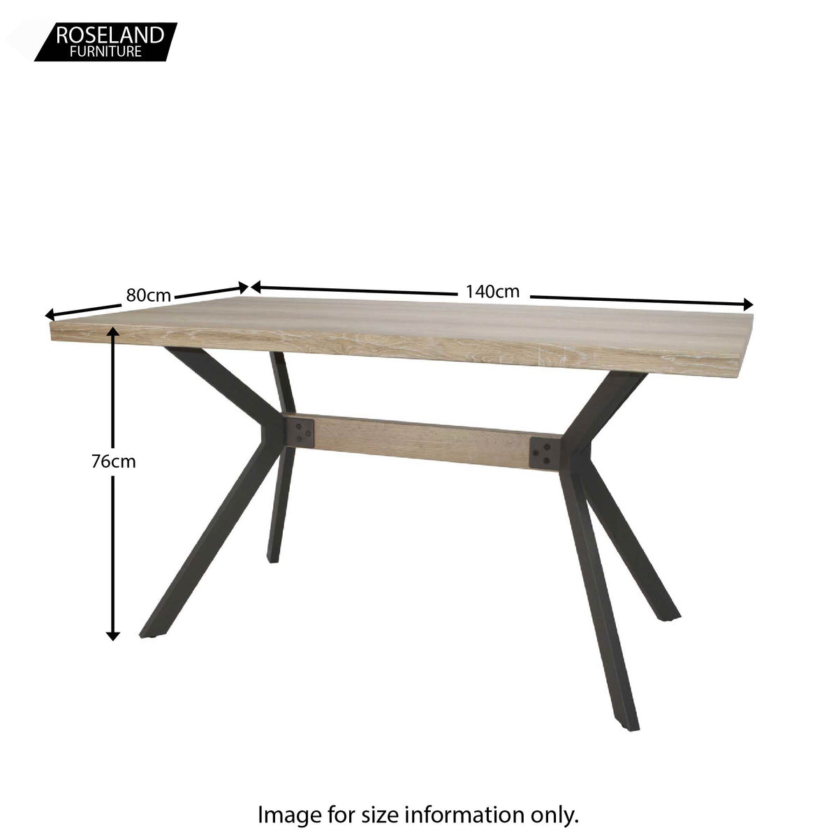 Dimensions - Redford 140cm Dining Table
