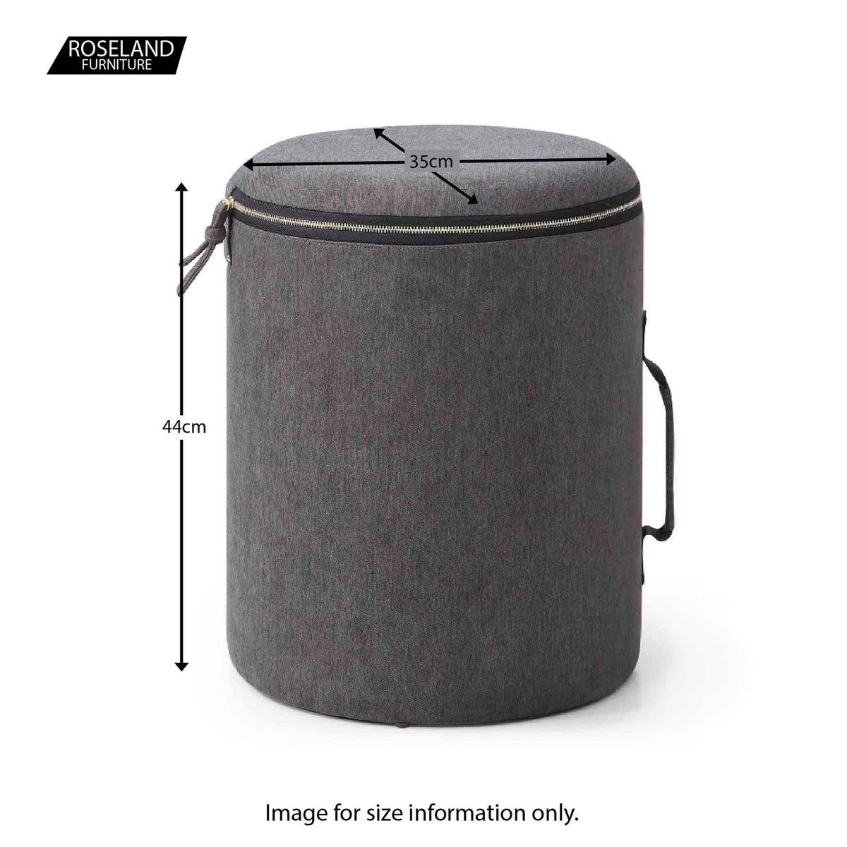 Zip Twin Pack Grey Storage Stools - Size Guide