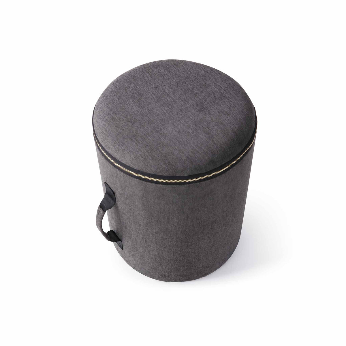 top view of the cyclindrical Zip Twin Pack Grey Occasional Storage Stools
