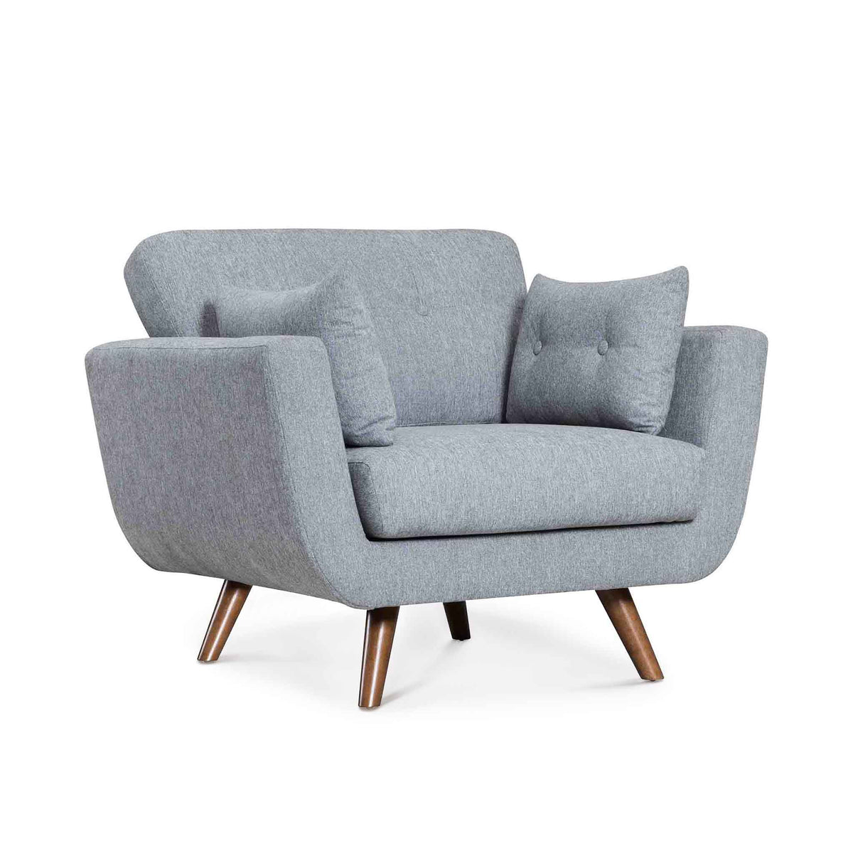 Trom Grey Scandinavian style fabric armchair - Side view