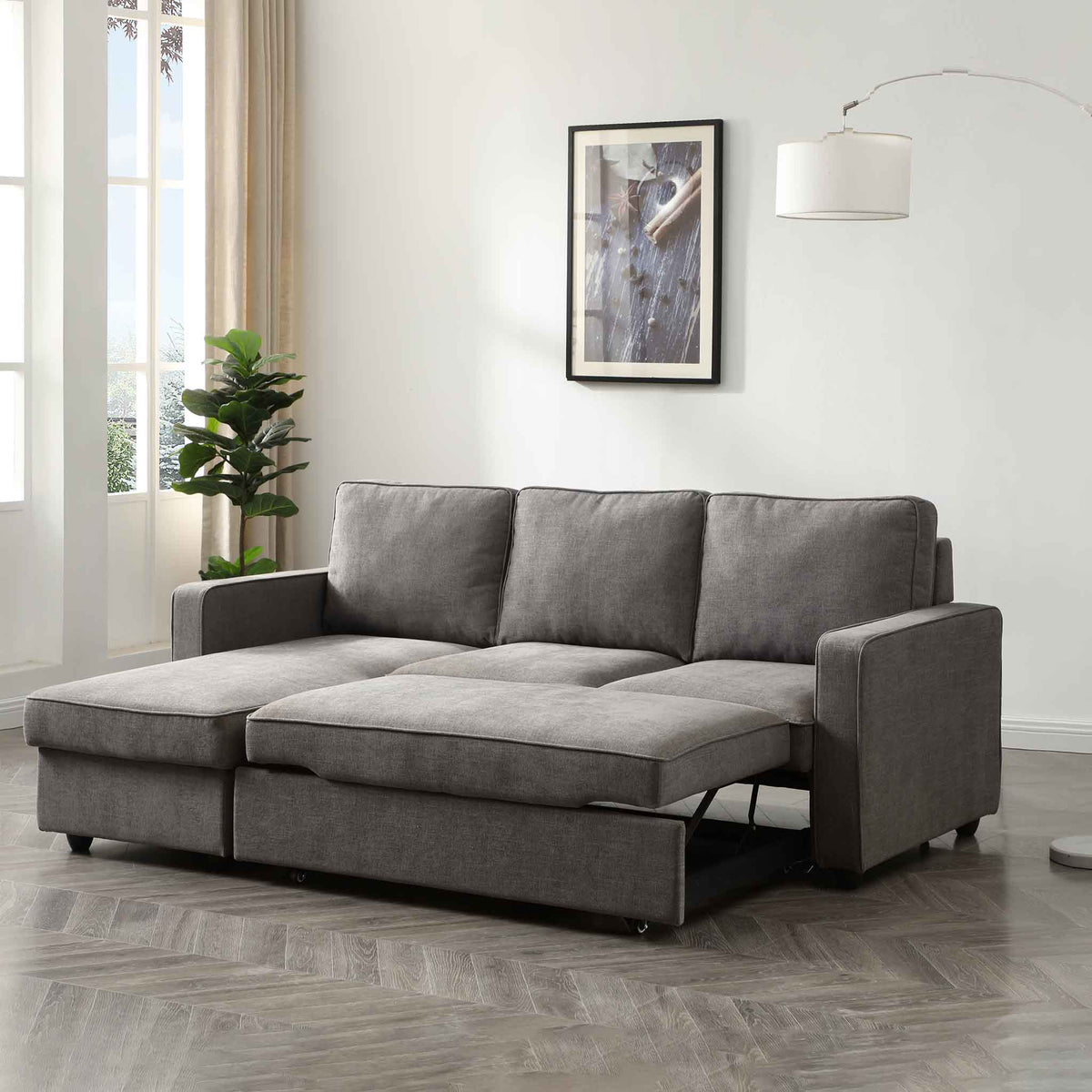 Soldier Grey 3 Seater Corner Sofa Bed lifestyle image
