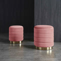 Mia Twin Pack Velvet Storage Stool lifestyle image - Pink Blush