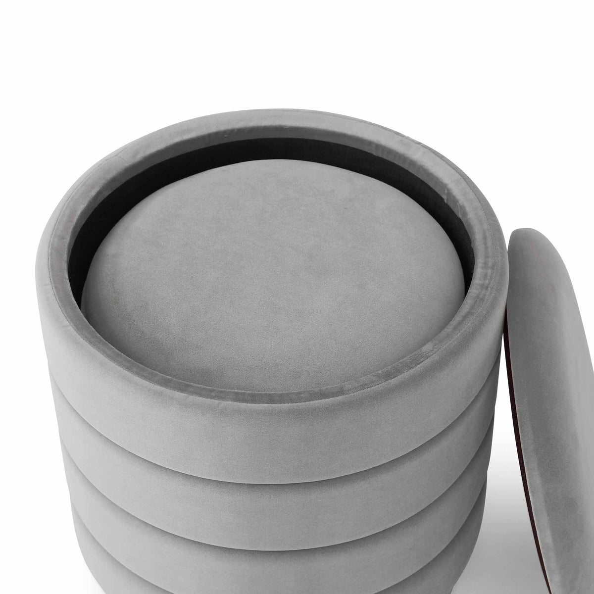 Mia Twin Pack Velvet Storage Stool - Grey