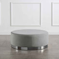 Mia Velvet Footstool lifestyle image - Grey