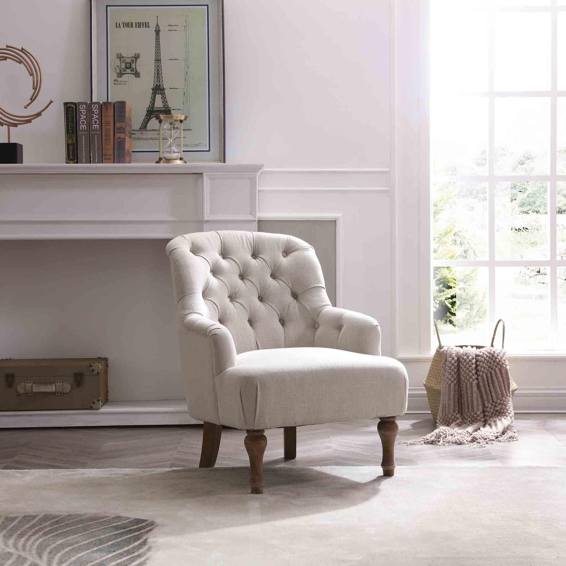 Cream Linen Fabric Bianca Armchair lifestyle image