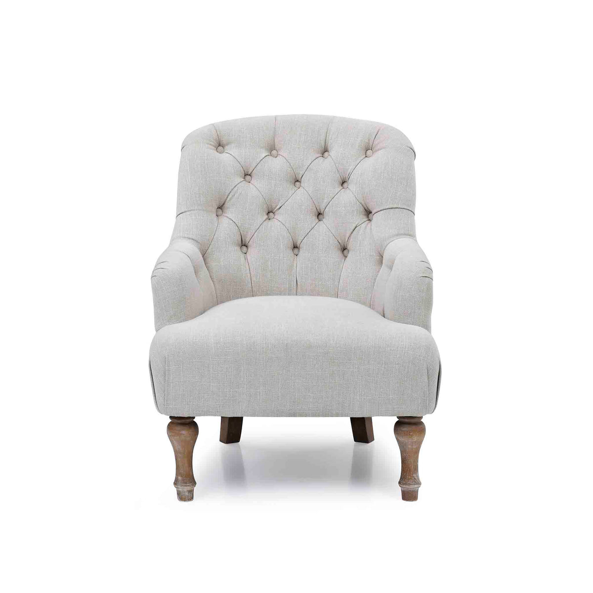 front view of the Cream Linen Fabric Bianca Armchair