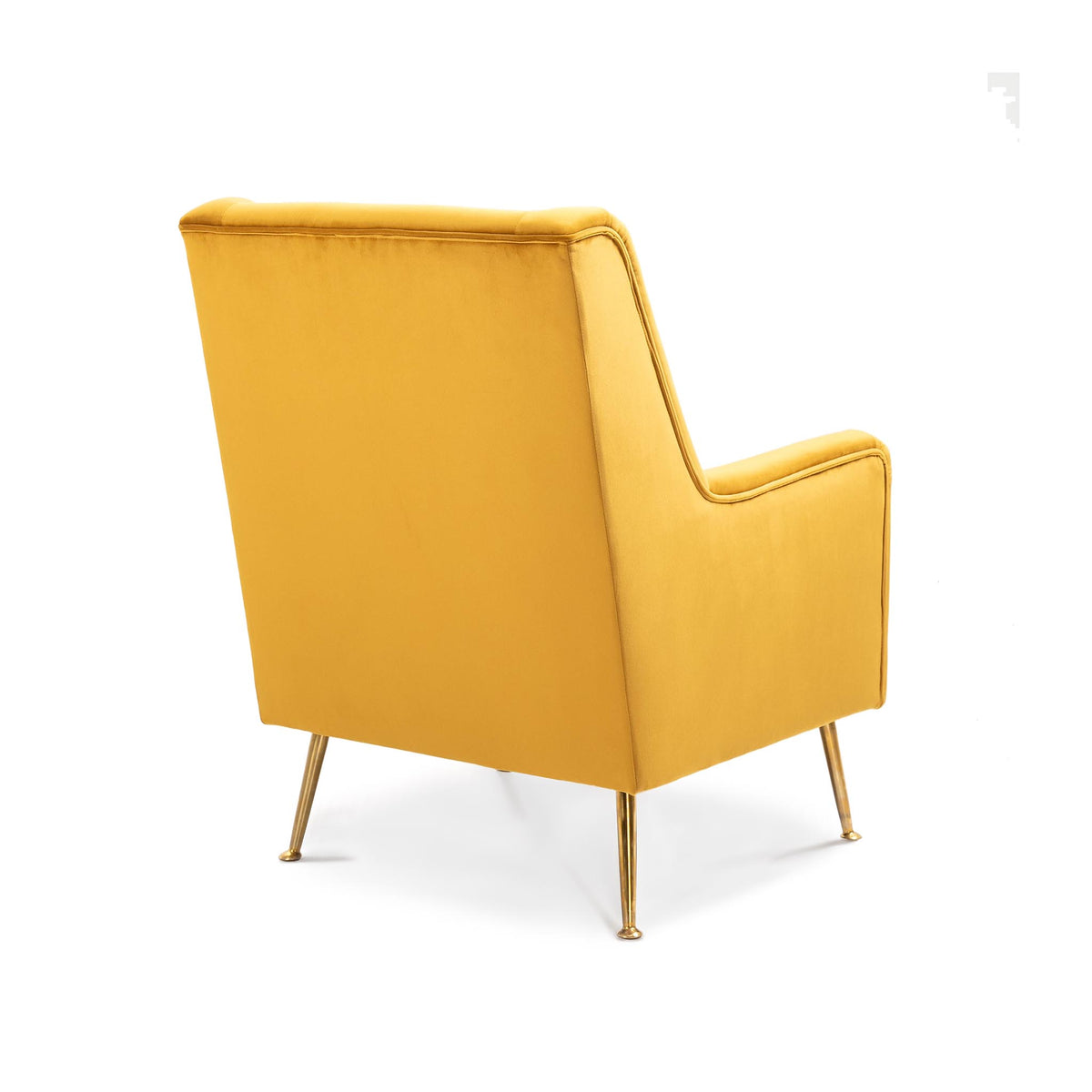 back view of the Mustard Yellow Velvet Wingback Armchair