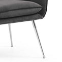 close up of the slim metal legs on the Diamond Grey Velvet Accent Chair