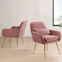 Diamond Blush Velvet Accent Chair with bolster cushion