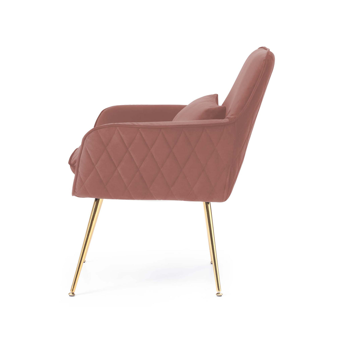 side view of the Diamond Blush Velvet Accent Chair
