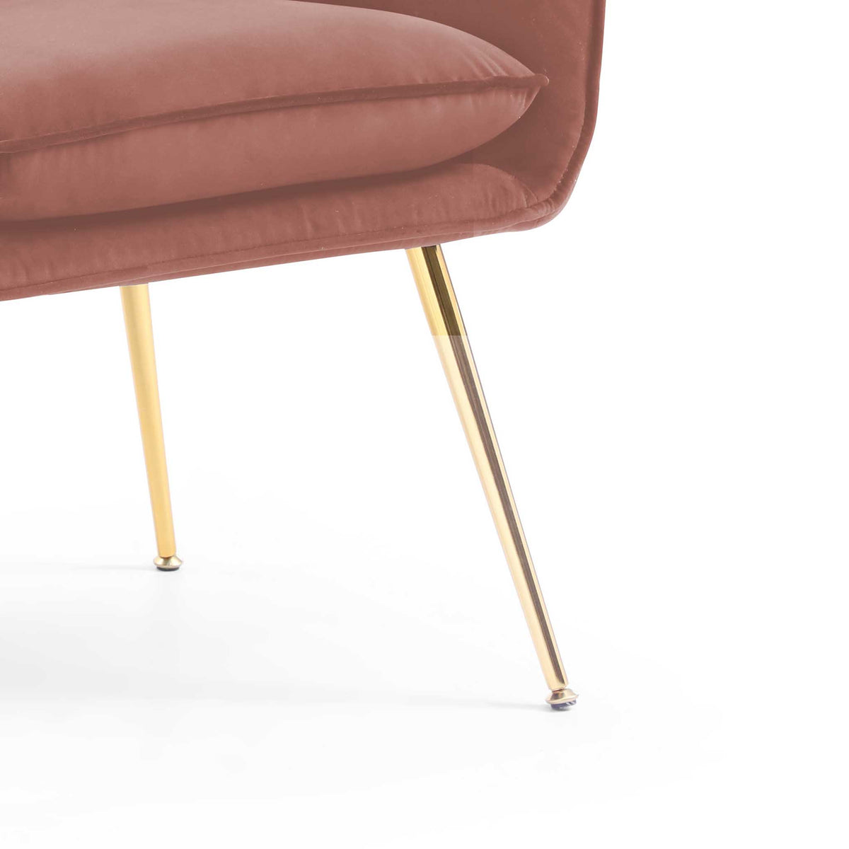 close up of gold legs on the Diamond Blush Velvet Accent Chair