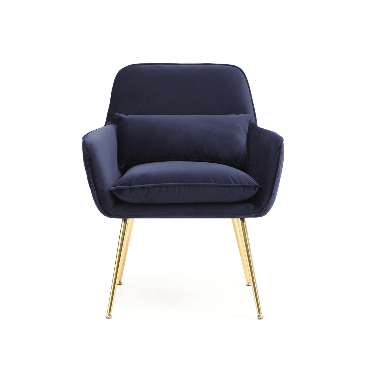front view of the Diamond Ink Blue Velvet Accent Chair 