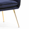 close up of gold legs on the Diamond Ink Blue Velvet Accent Chair 