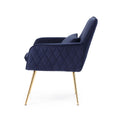 side view of the Diamond Ink Blue Velvet Accent Chair 