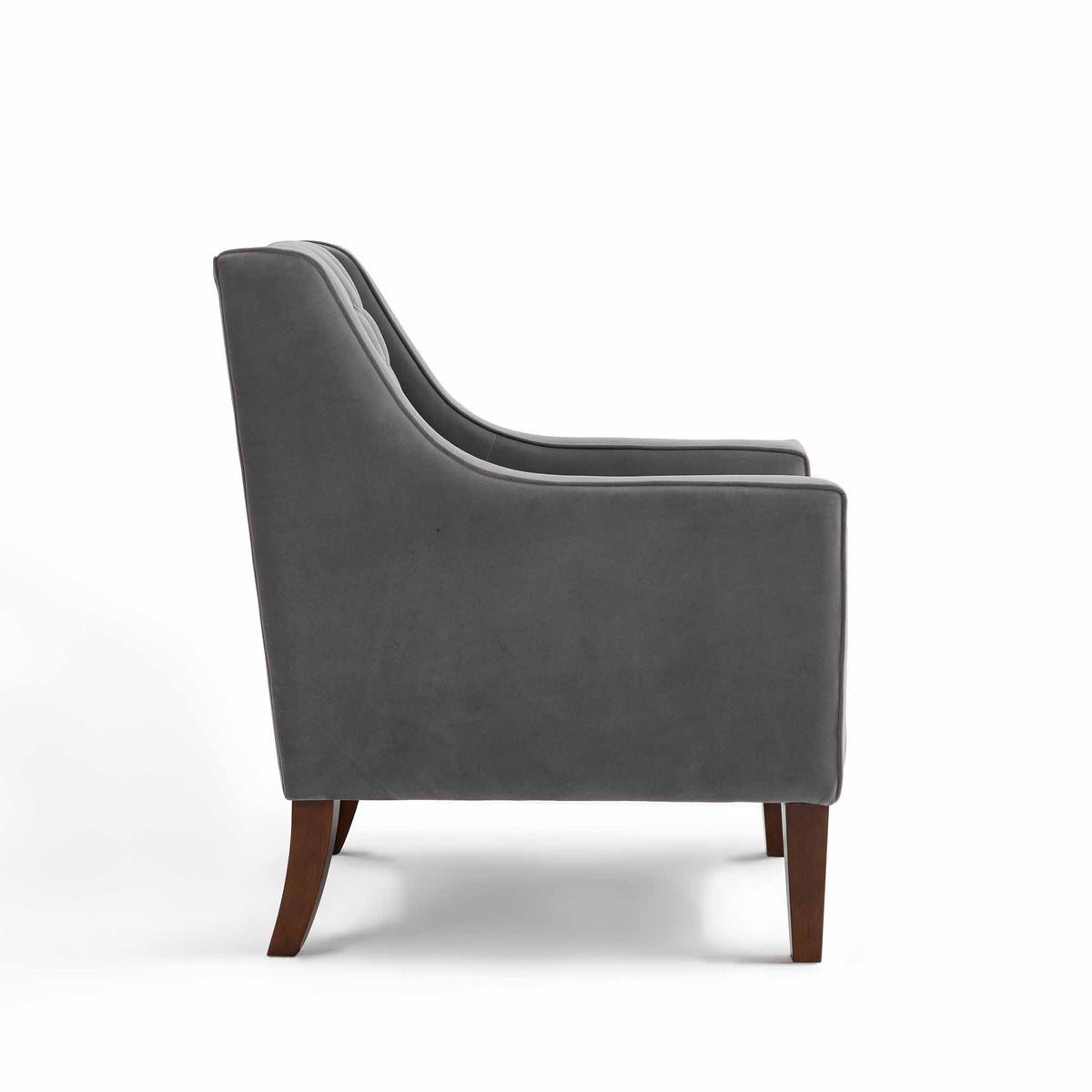 Eliza Grey Chesterfield Arm Chair - Side on view