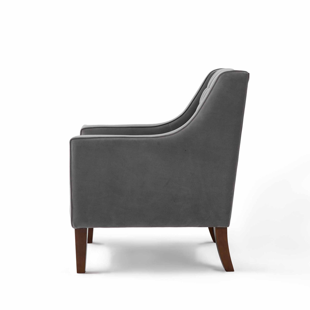 Eliza Grey Chesterfield Arm Chair - Side on view