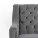 Eliza Grey Chesterfield Arm Chair - Close up of buttoned back