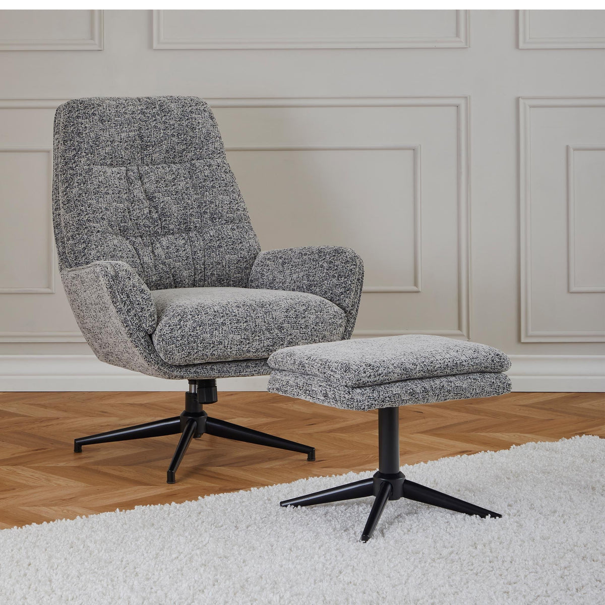 Otis Boucle Armchair with Footstool