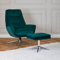 Otis teal velvet tv armchair and stool for living room