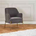 Delphine Steel Grey Velvet Glam Accent Chair for living room or bedroom