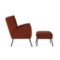 Knox Orange teddy boucle armchair with stool