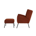 Knox Orange teddy boucle armchair with stool