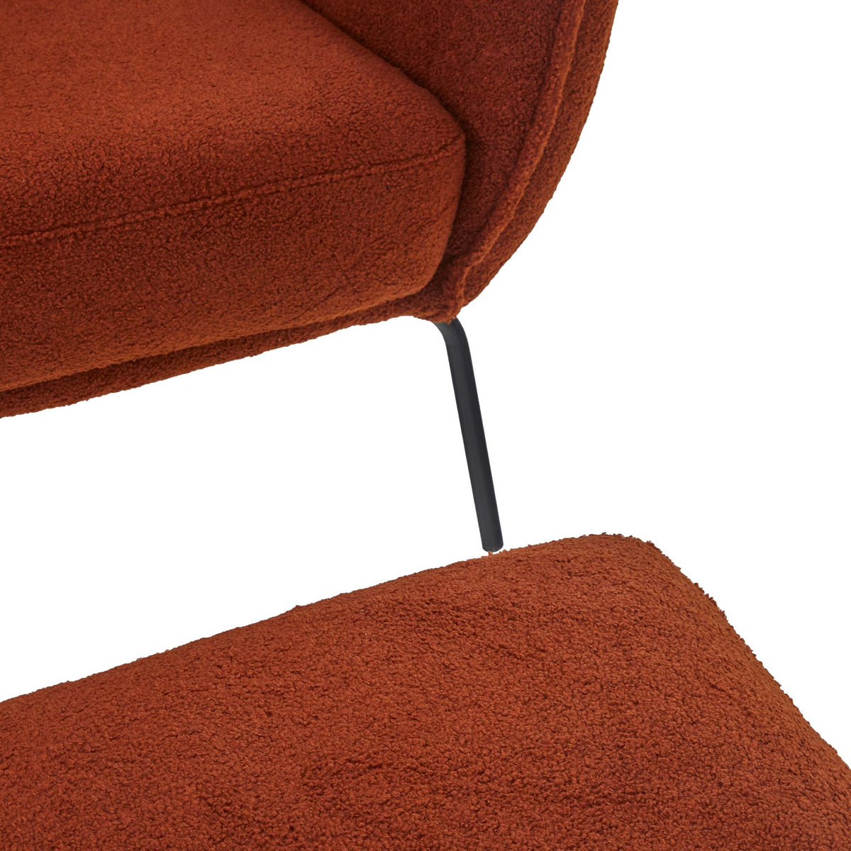 Knox Orange teddy boucle armchair with stool