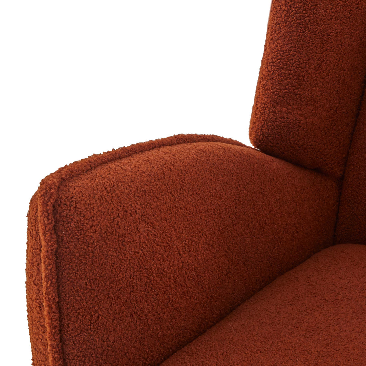Knox Orange teddy boucle armchair with stool
