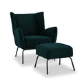 Knox Green Boucle Accent Chair with Footstool by Roseland Furniture