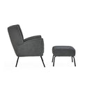 Knox Grey teddy boucle armchair with stool