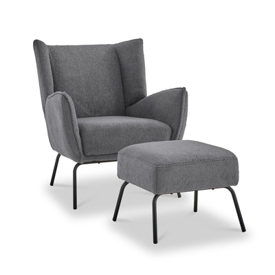 Knox Boucle Accent Chair with Footstool