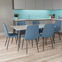 Paros 1.6m Dining Table with 6 Olivia Blue Chairs
