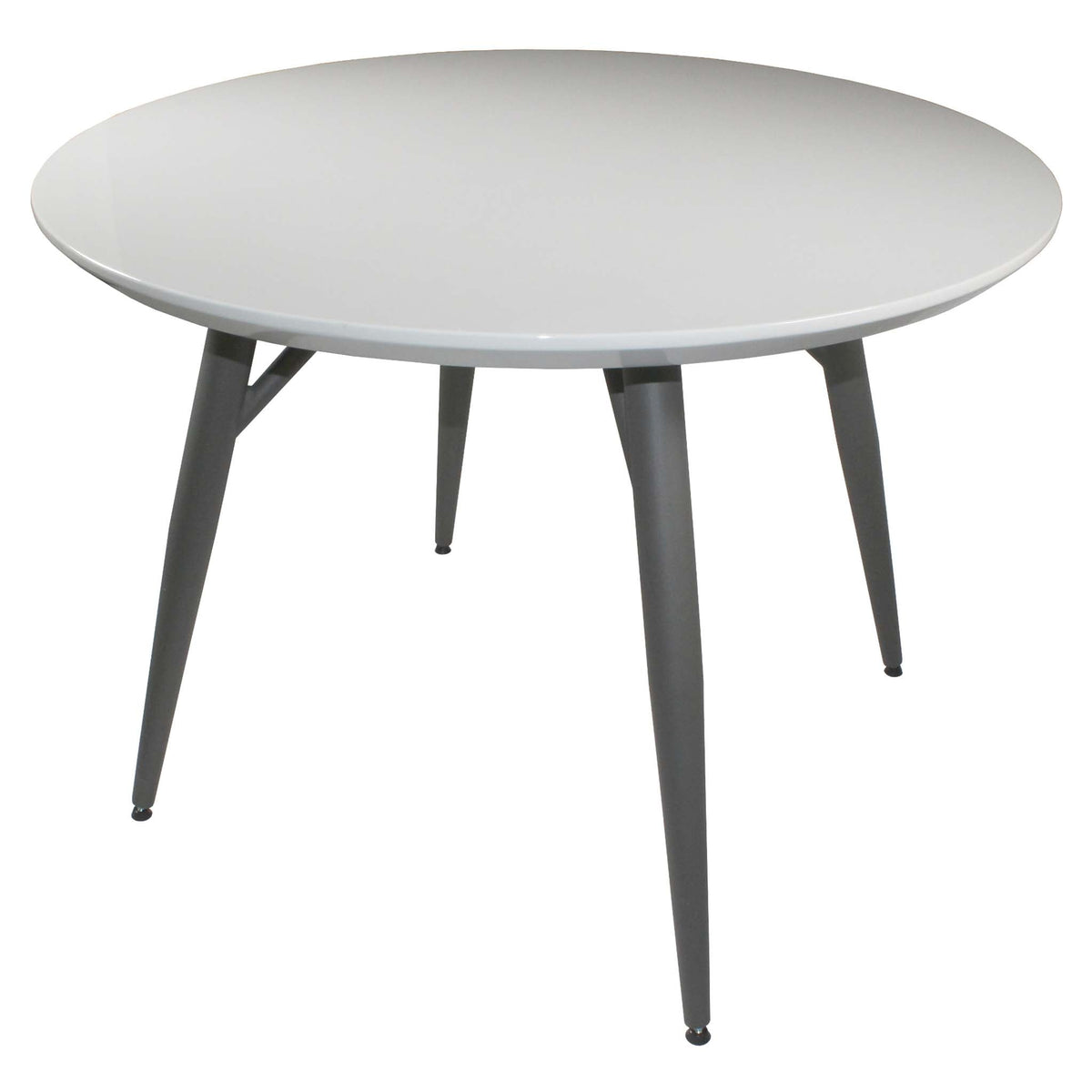 Loma High Gloss Light Grey Dining Table with steel legs