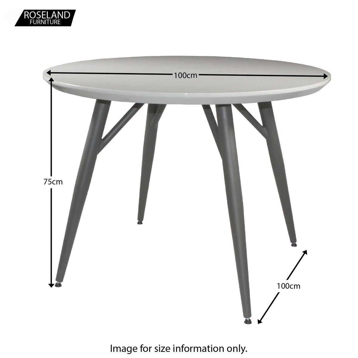 Dimensions for the Loma High Gloss Dining Tabe