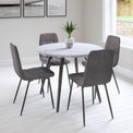 Paros Round Dining Table with 4 Olivia Dark Grey Chairs