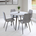 Paros Round Dining Table with 4 Olivia Light Grey Chairs