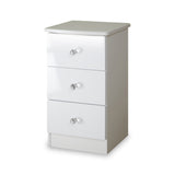 Aria white Gloss LED lighting 3 drawer bedside table