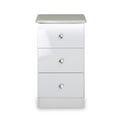 Aria white Gloss LED lighting 3 drawer bedside cabinet from Roseland Furniture