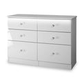 Aria white gloss LED lighting chest of 6 drawers