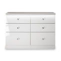 Aria white gloss LED lighting 6 drawer chest from Roseland Furniture