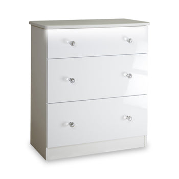 Aria White Gloss with LED Lighting 3 Drawer Deep Chest