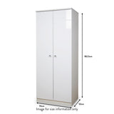 Aria White Gloss LED Lighting 2 Door Double Wardrobe dimensions