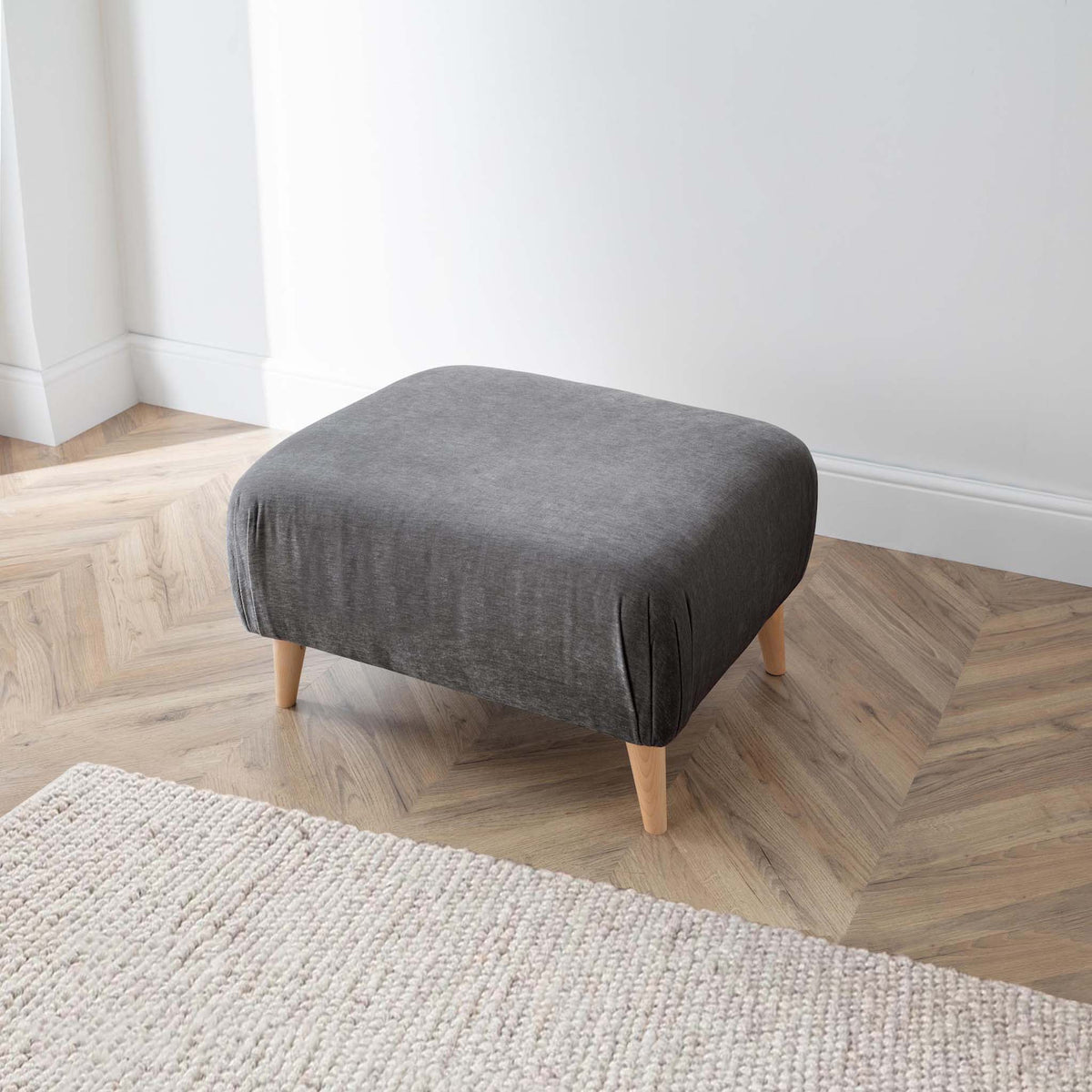 Rowen charcoal grey footstool from roseland