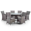 front view of the Cadiz Oval Grey Outdoor Rattan Dining Set with 6 Chair