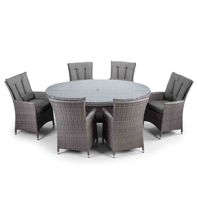 Cadiz Oval Grey Rattan Dining Set with 6 Armchairs
