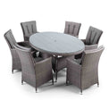Cadiz Oval Grey Outdoor Rattan Dining Table with glass top