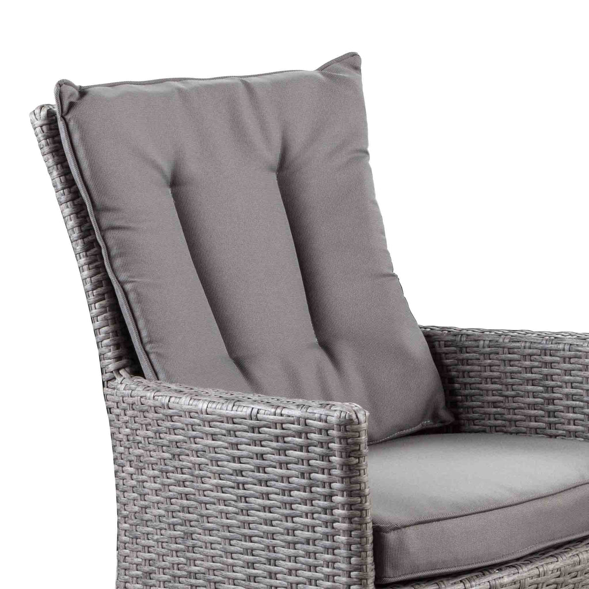 back cushion on the Cadiz Oval Grey Outdoor Rattan Dining Set with 6 Chair